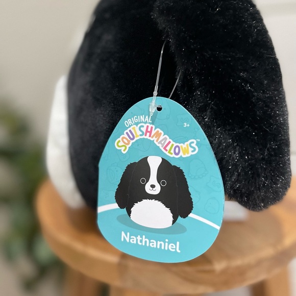 NWT squishmallows “Nathaniel” black and white cocker spaniel 7” squish - Picture 3 of 4